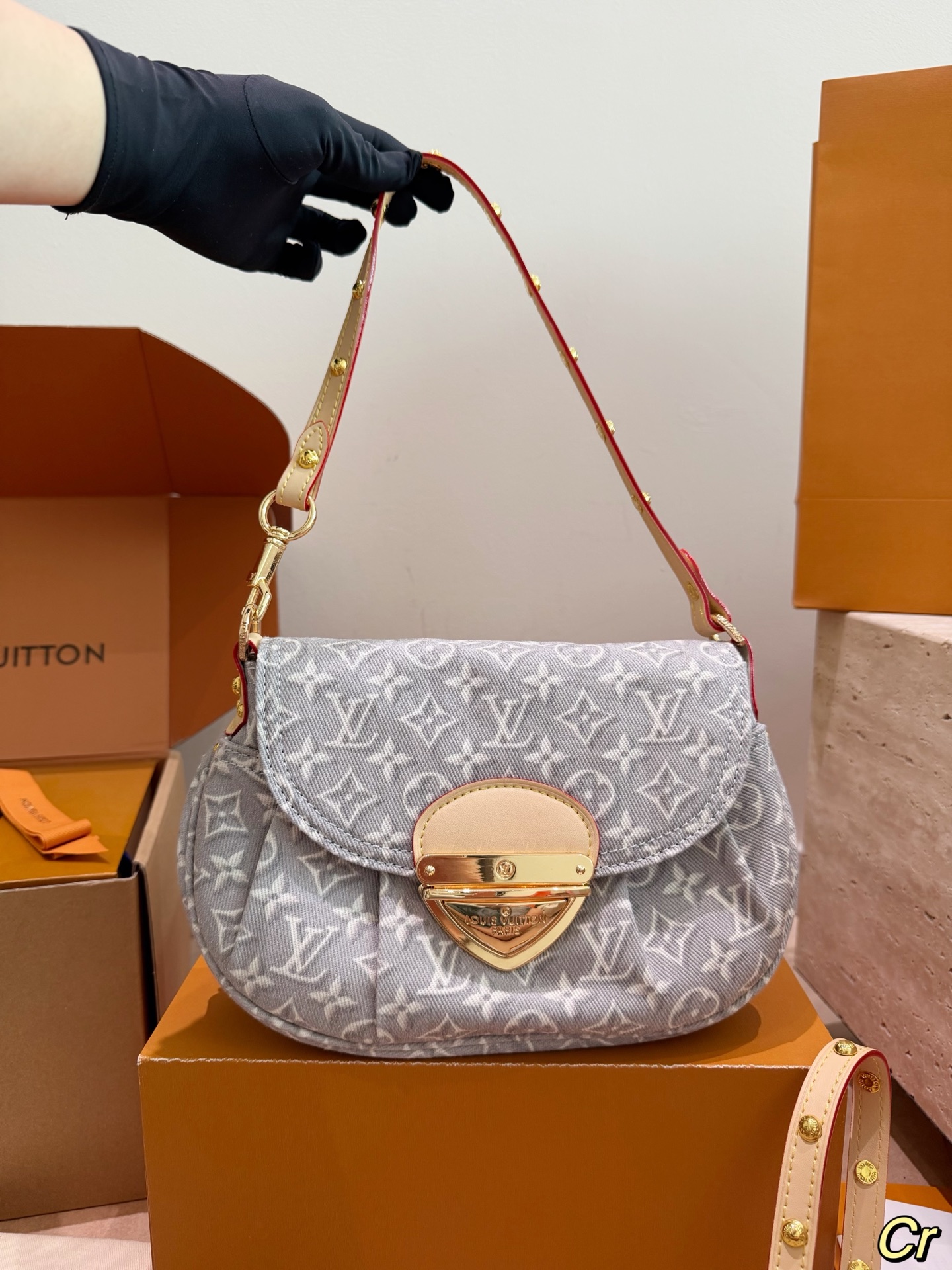 LV Luxury Monogram Handbag Monogram Canvas Denim Fabric